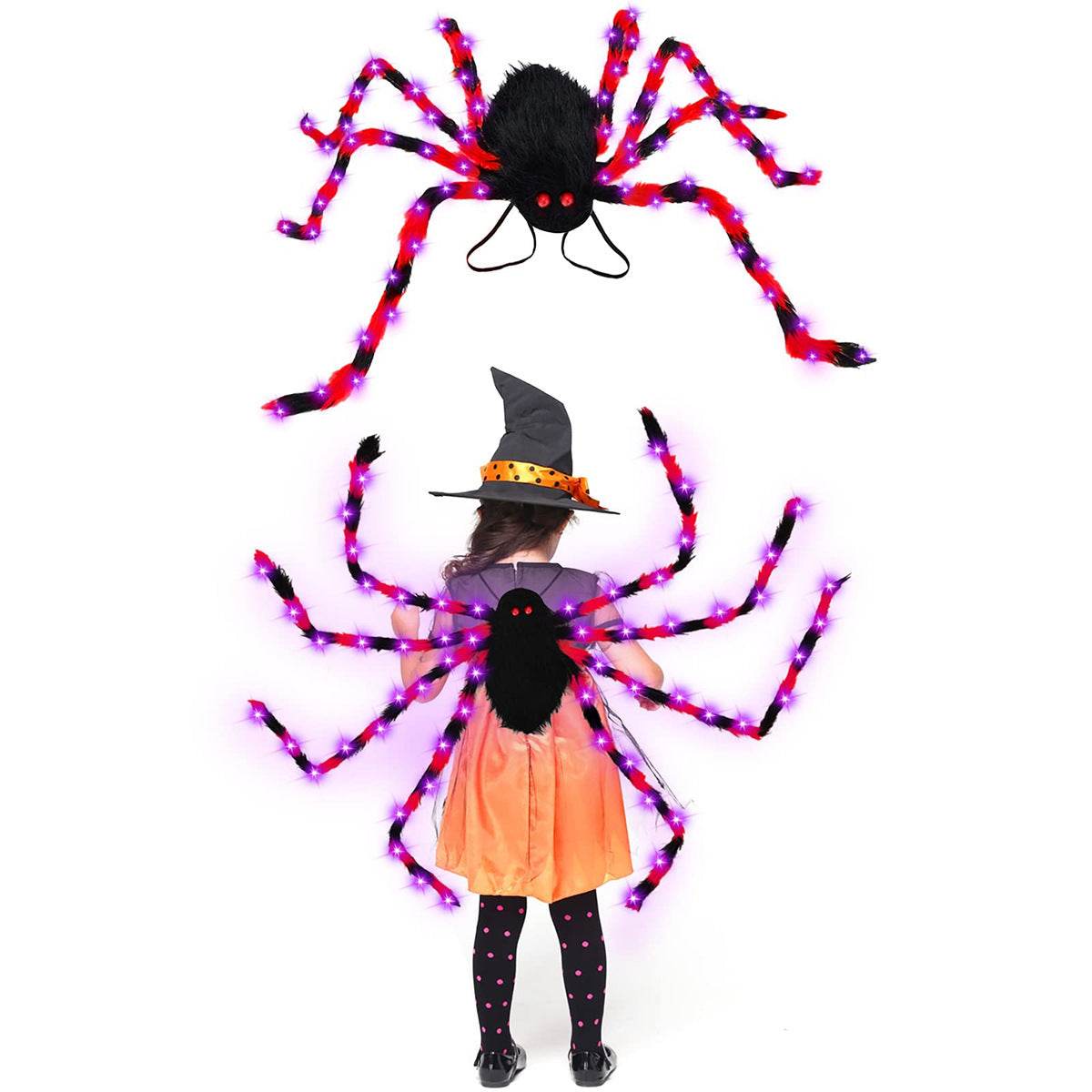 Halloween Spider Backpack Nine LED Modes Plush Sugar Bag - Velora