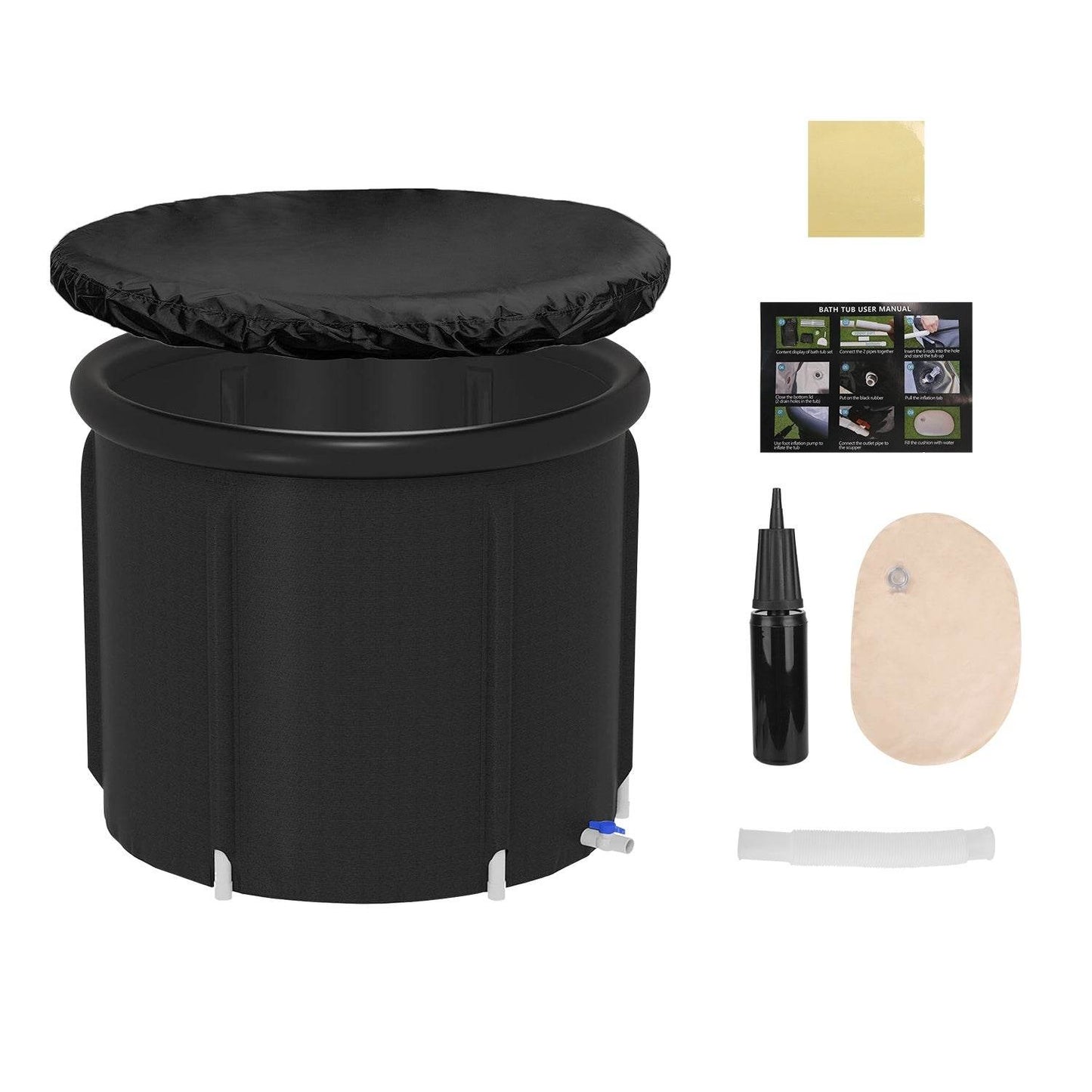 1Pc 97Gal Large Size Ice BathTub With Cover For Adults Athletes Recovery Cold Water Therapy Outdoor Portable Cold Plunge Tub 660LBS Load Capacity 33.46x33.46x29.52in - Velora