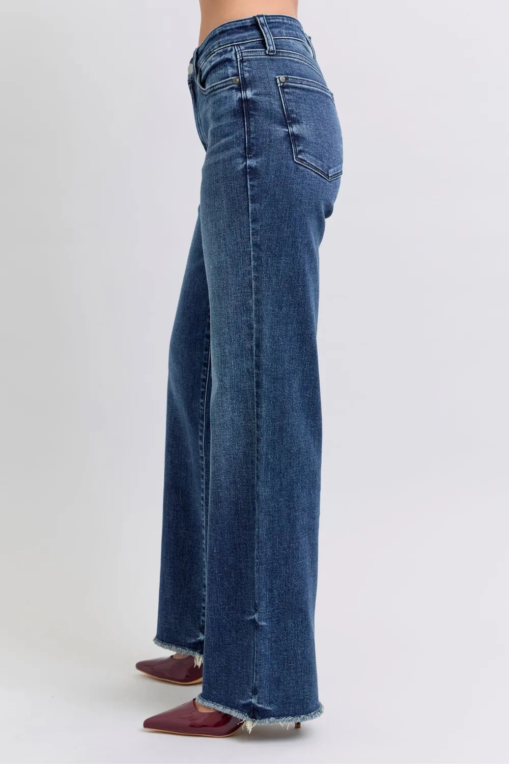 Judy Blue Full Size Raw Hem Mid Rise Jeans - Velora