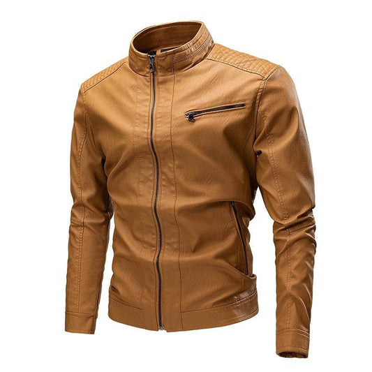 Spring And Autumn Cross-border Casual Men's Leather Clothing Stitching Motorcycle Retro Fashion Leather Jacket Coat - Velora