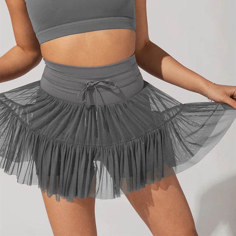 High Waist Dress Lace-up Sports Skirt With Anti-exposure Safety Pants Summer Fashion Pleated Skirt Womens Clothing - Velora
