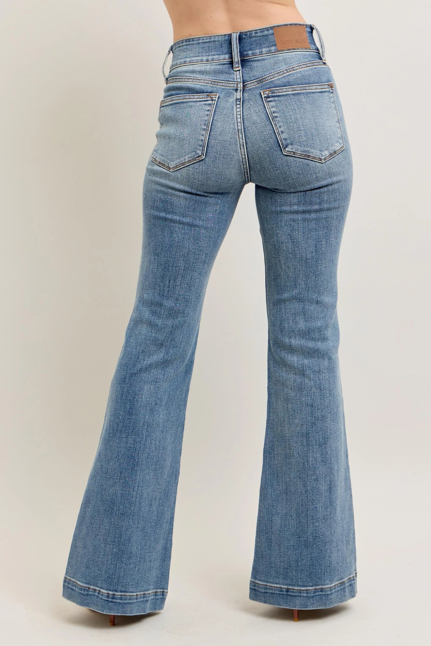 Judy Blue Full Size High-Waist Flare Denim Jeans with Front Seam Detail Plus Size - Velora