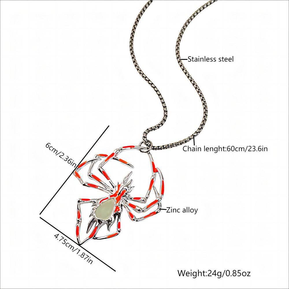 Halloween Creative Stereo Luminous Spider Necklace Jewerly Glowing Night Fluorescence Antique Vintage Glow In The Dark For Men Women Gift Party Halloween Day Club - Velora