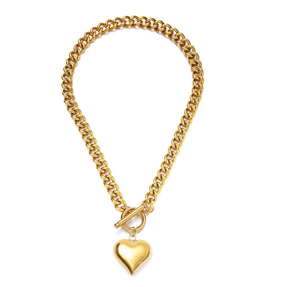 Personalized Punk Stainless Steel Peach Heart Pendant Hemp Flowers Valentine Necklace - Velora