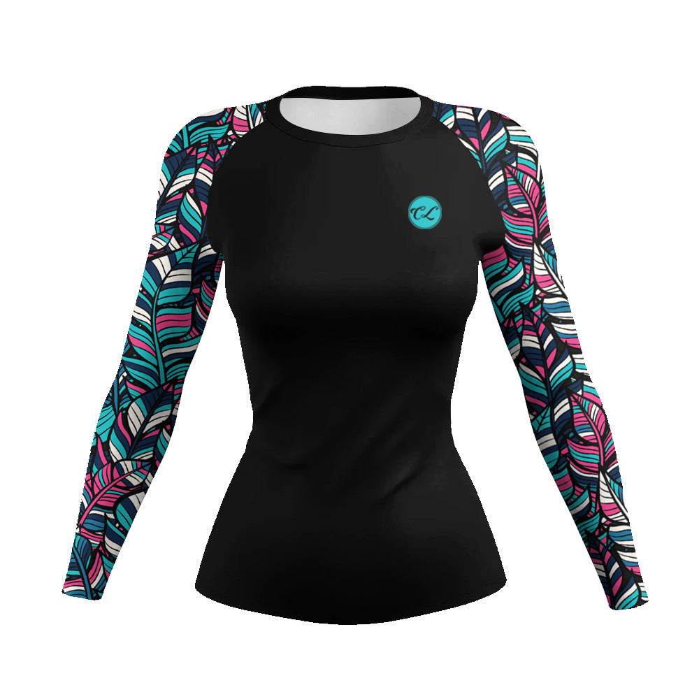 Printed Slim Fit Long Sleeve Workout Tops for Women - Velora