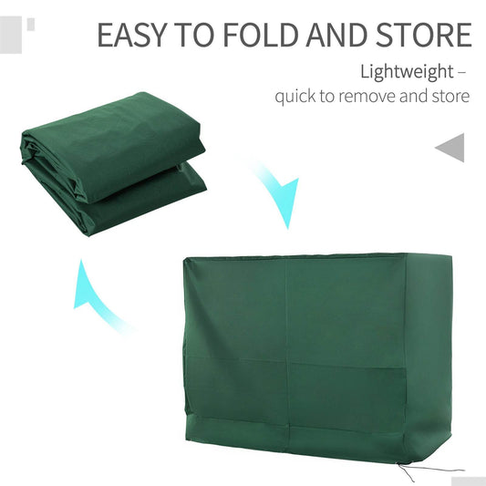 600D Oxford 3-Seater Patio Swing Cover Outdoor Swing Chair Cover Rain Protection Waterproof Anti-UV, Dark Green - Velora