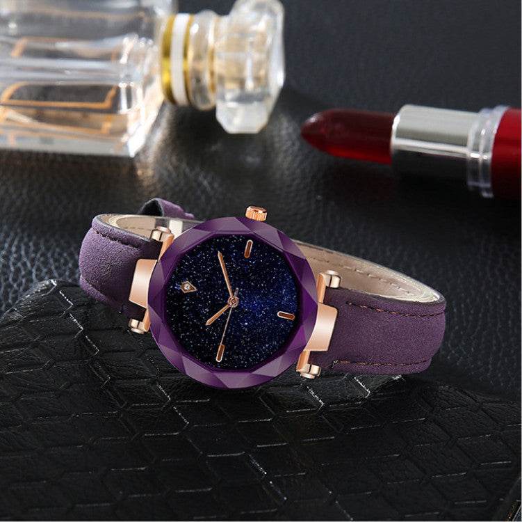 Starry Sky Dial Simple Women's Watch Fashion Belt - Velora