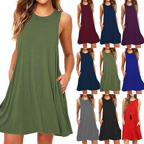 Casual Summer dress Women Pocket Dress Ladies beach mini dress - Velora