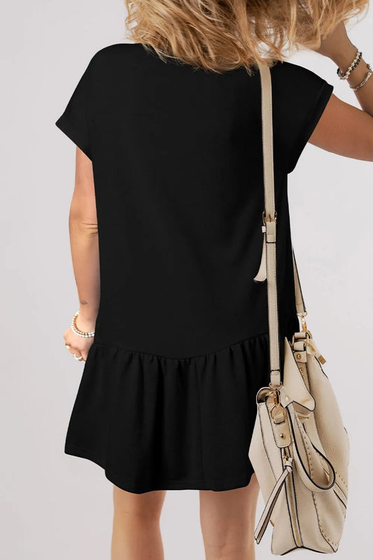 Round Neck Short Sleeve Mini Dress - Velora