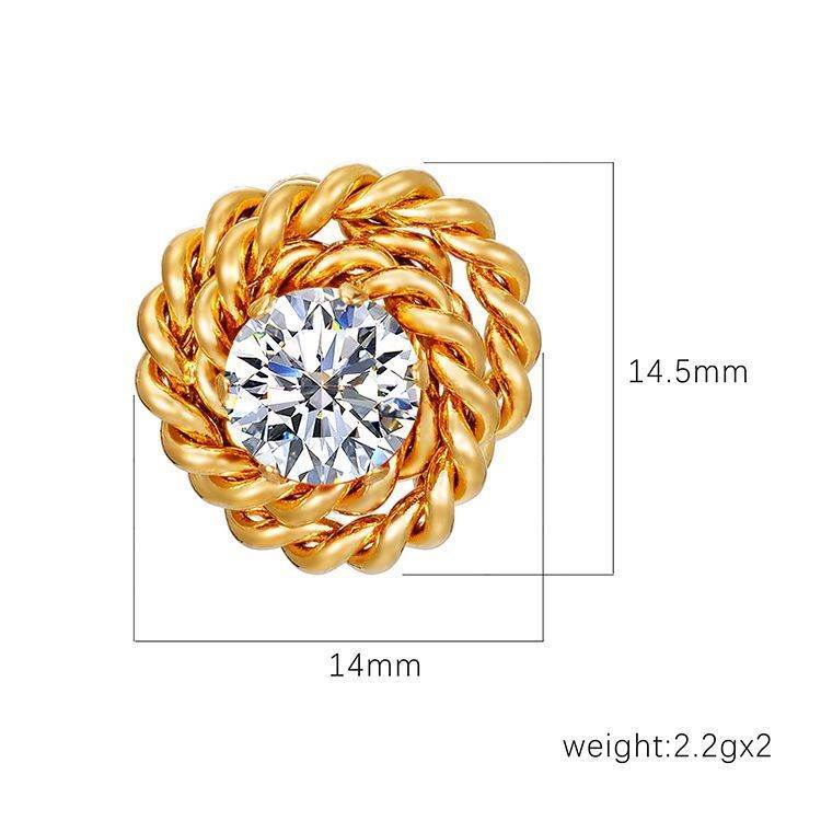 Retro Trendy Rose Zircon Stud Earrings - Velora
