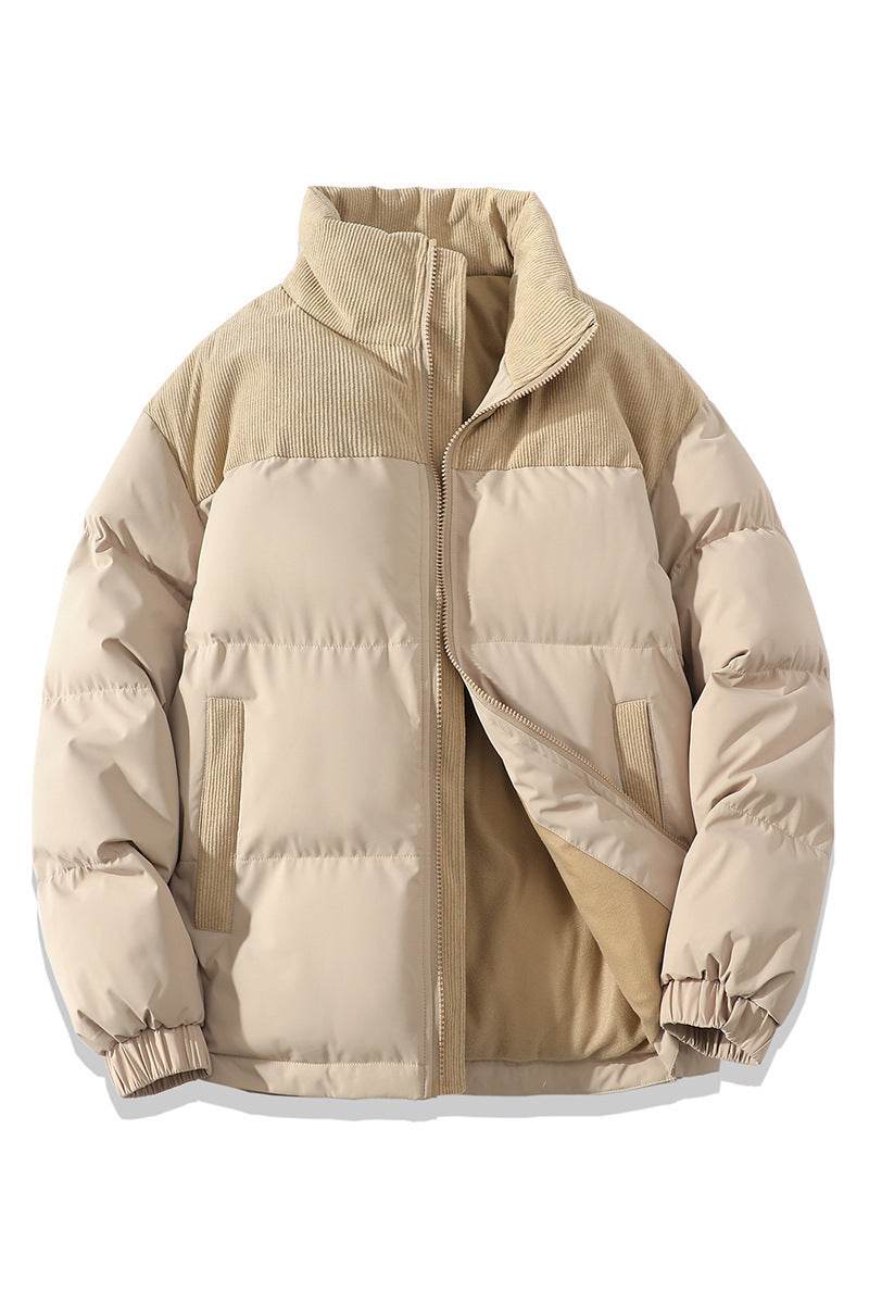 Winter Stand Collar Contrast-colored Coat Cotton Padded Jacket For Men Women Clothing - Velora