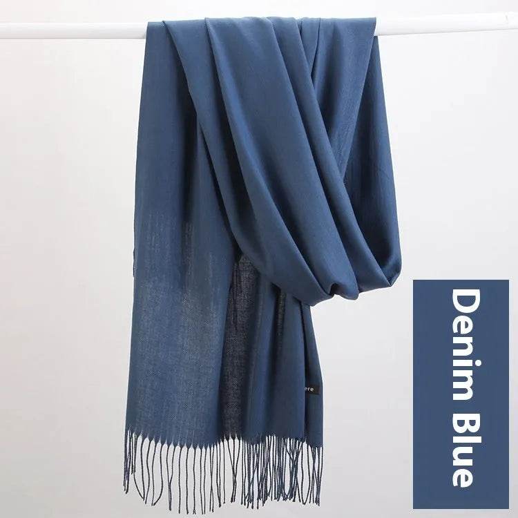 Pure Color Warm Keeping Scarf All-match Cashmere Shawl - Velora