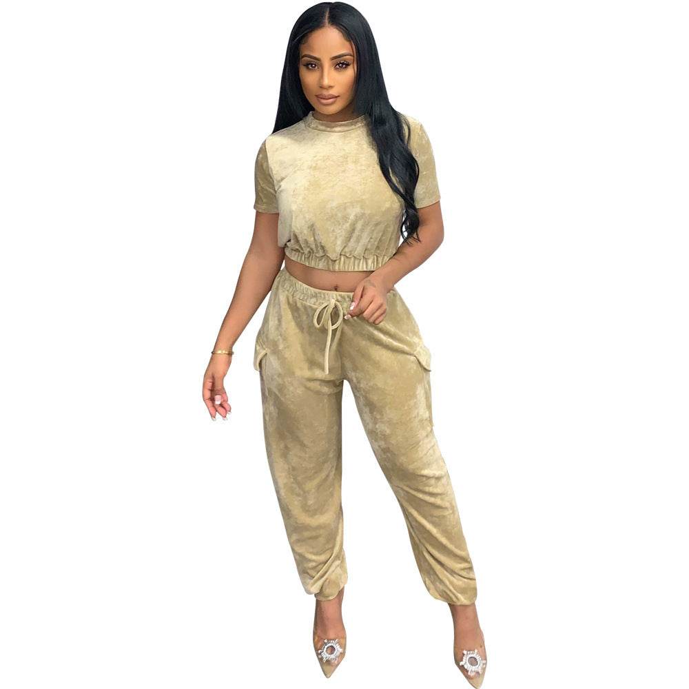 2pcs Fashion Velvet Athleisure Outfit set sweatsuit women - Velora