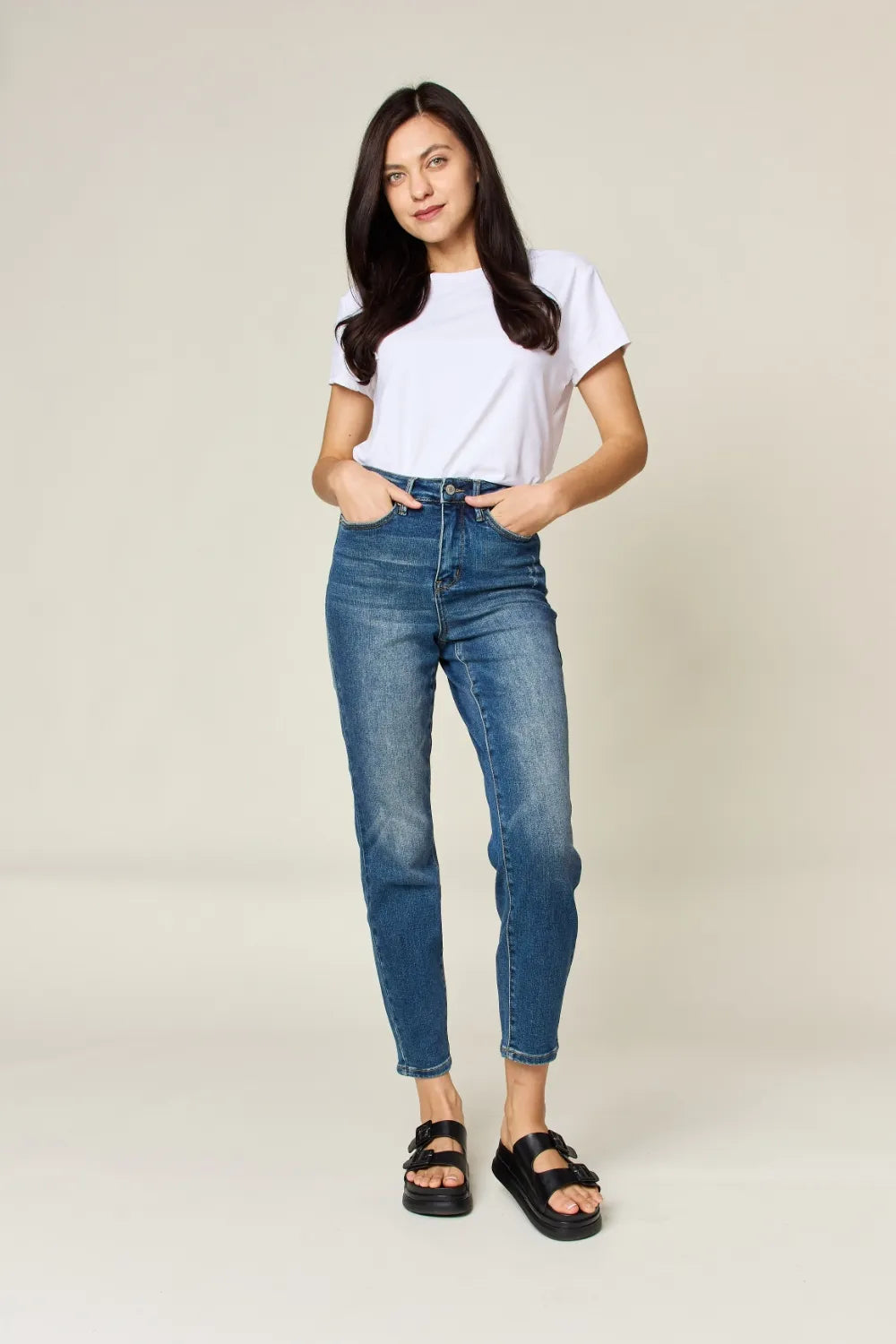 Judy Blue Full Size Tummy Control High Waist Slim Jeans - Velora