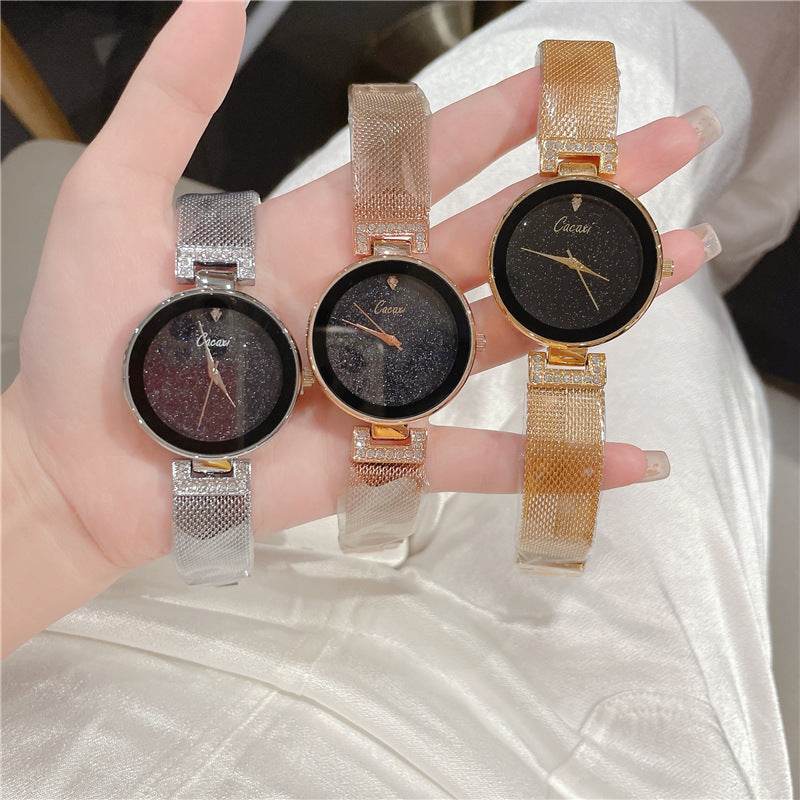 Creative Starry Sky Mesh Belt Waterproof Quartz Watch - Velora