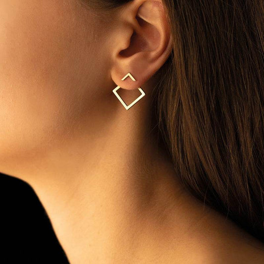 Women's Simple European And American Style Square Geometric Earrings For Women Trendy Simple Metal Ear Jewelry Accessories - Velora