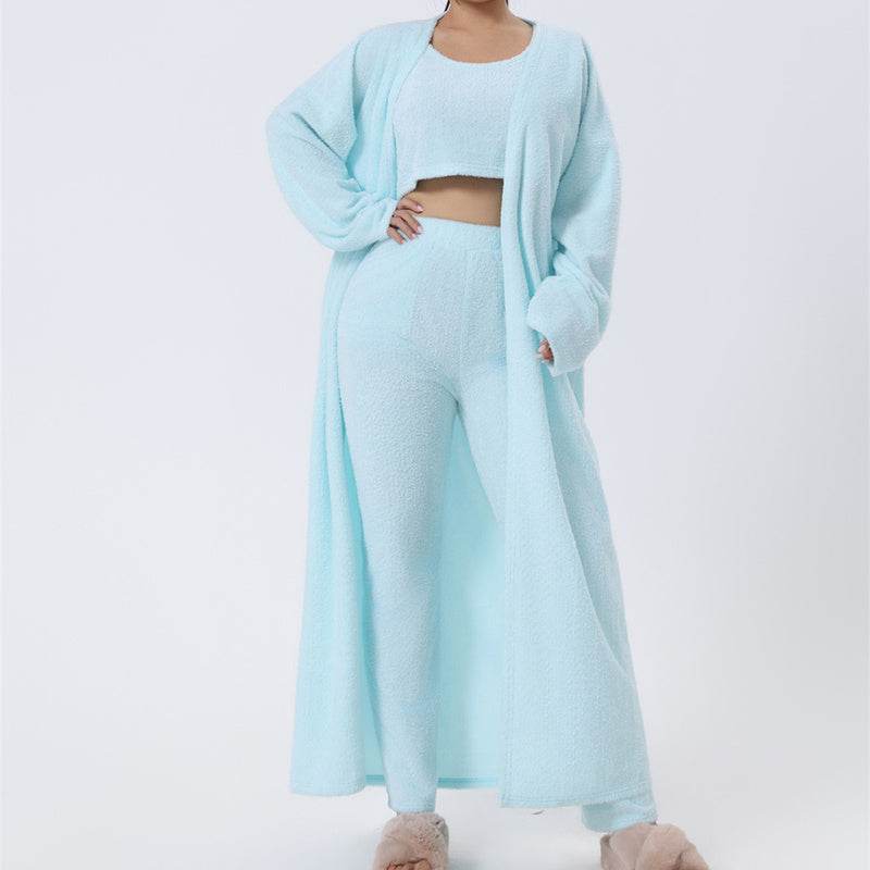 Cozy Pajama Set, 3 Piece Lounge Set, Cute Loungewear, Warm Suit Sets, Matching Set, Lounge Set, 3 Piece Pant Sets, Women Winter Dress - Velora