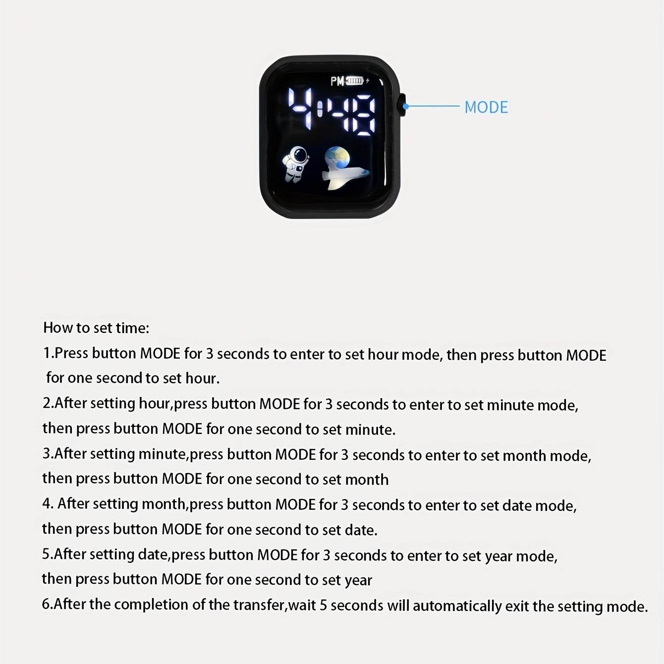 Technology Sense Good-looking Student Minimalist Fashion Waterproof Spaceman Electronic Watch - Velora