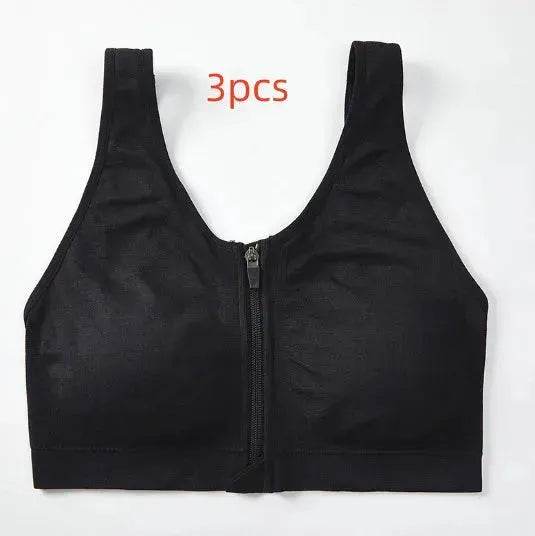 Front Zipper Sports Bra Shockproof High Strength Bra high impact sports bra - Velora