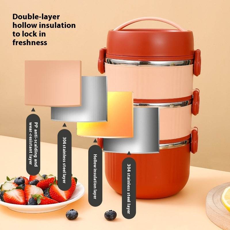 2 layer 304 Stainless Steel Thermal Insulated Lunch Container - Velora