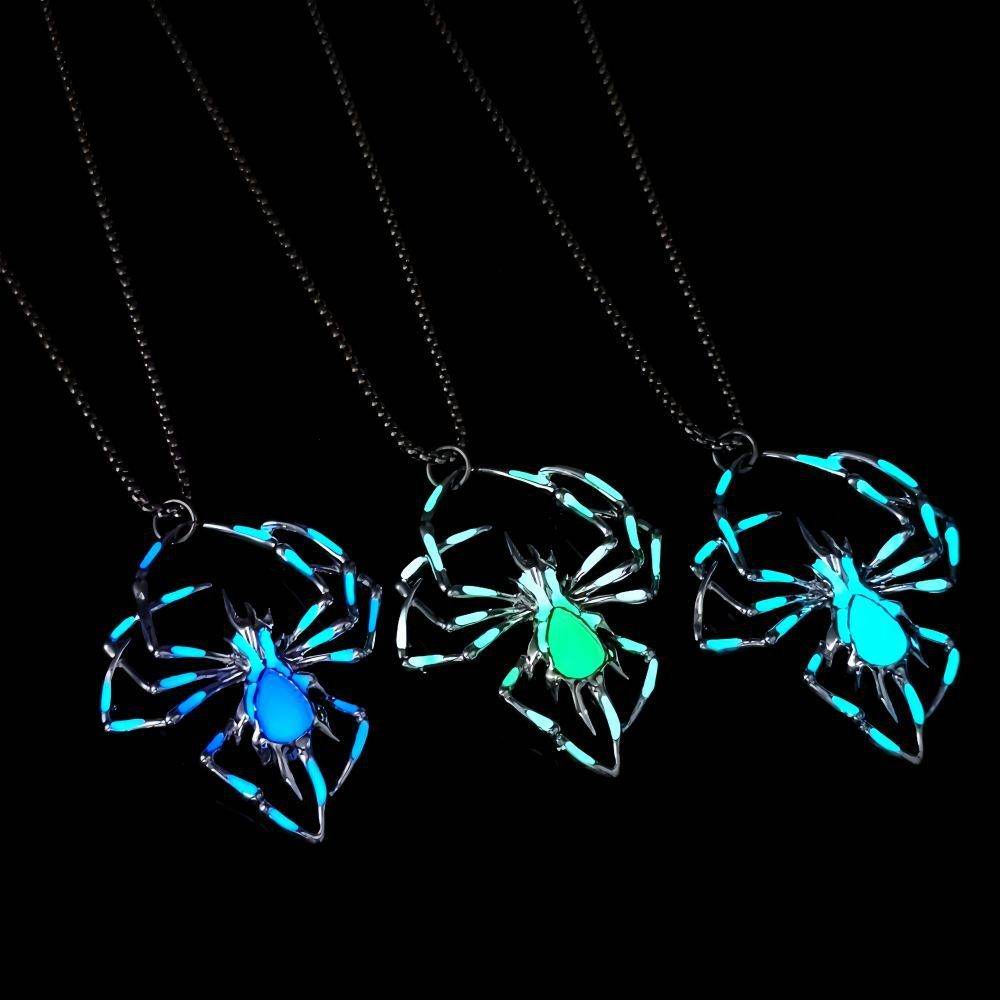Halloween Creative Stereo Luminous Spider Necklace Jewerly Glowing Night Fluorescence Antique Vintage Glow In The Dark For Men Women Gift Party Halloween Day Club - Velora