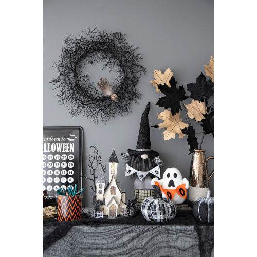10x8.3x13.5 Cardboard Lighted Haunted House, Black Beige Tabletop Holiday Halloween Decor, Battery Powered - Velora