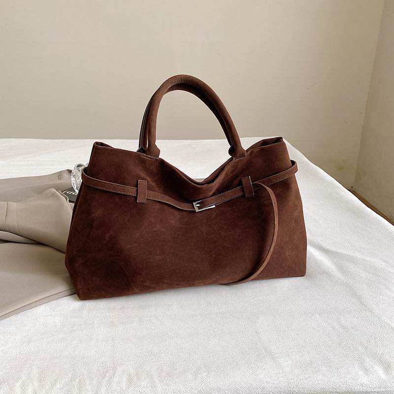 Suede Tote Design Portable Shoulder Bag - Velora