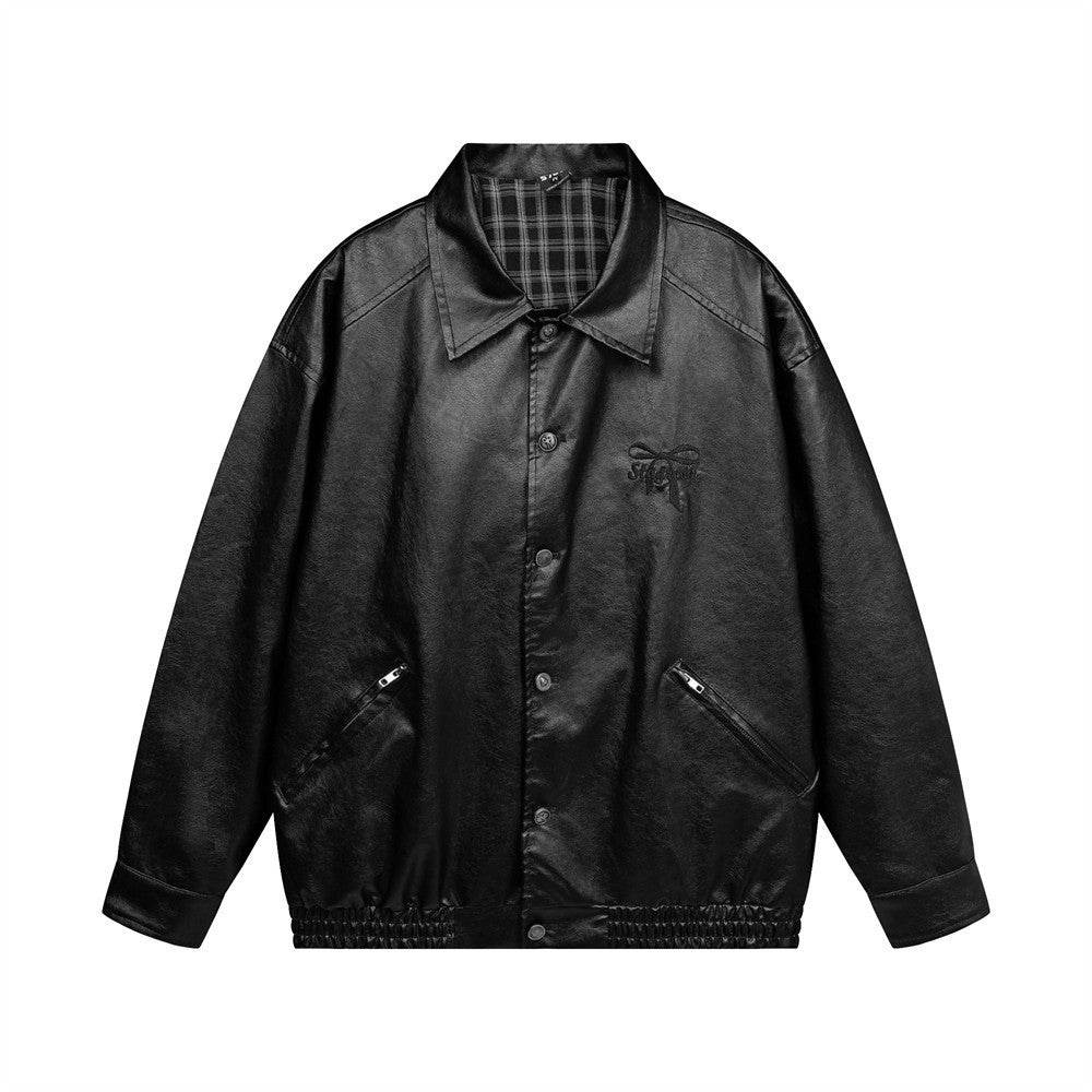 Men's Leather Coat Brand Zipper - Velora