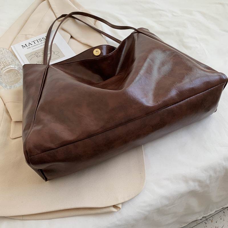 Fashion Handbag New Autumn And Winter Japanese And Korean Large Capacity Soft Leather Shoulder Bag Retro Casual Handbag - Velora