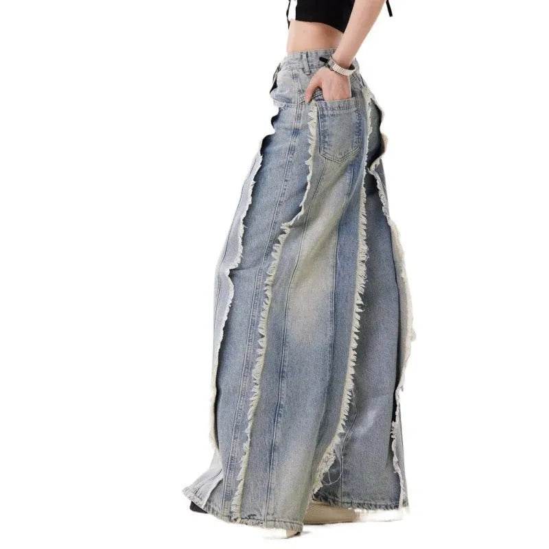 Jeans Destroyed Loose Burrs Wide Leg Bootcut Pants - Velora