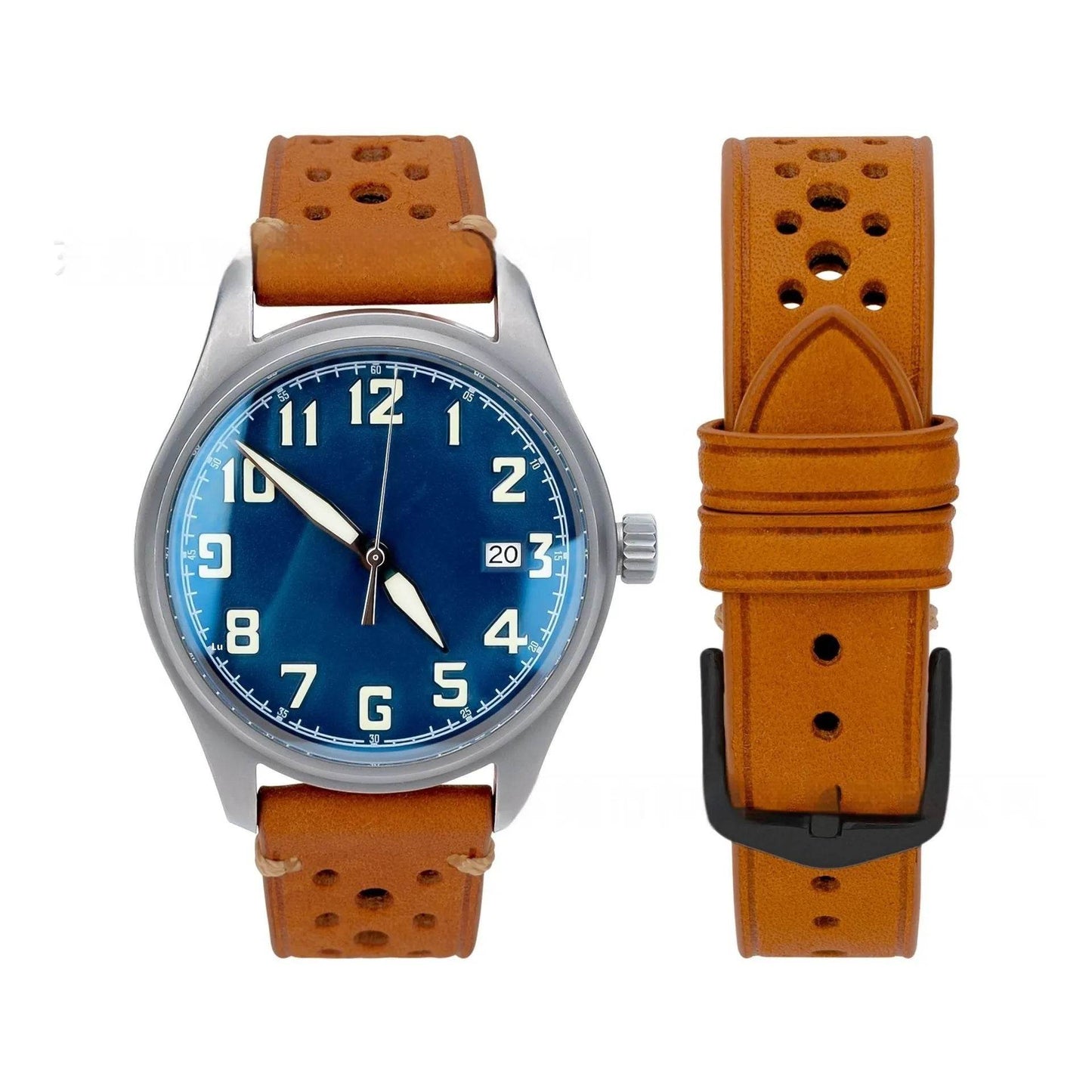 20mm Watch First Layer Cow Leather Watch Strap Retro Comfort - Velora