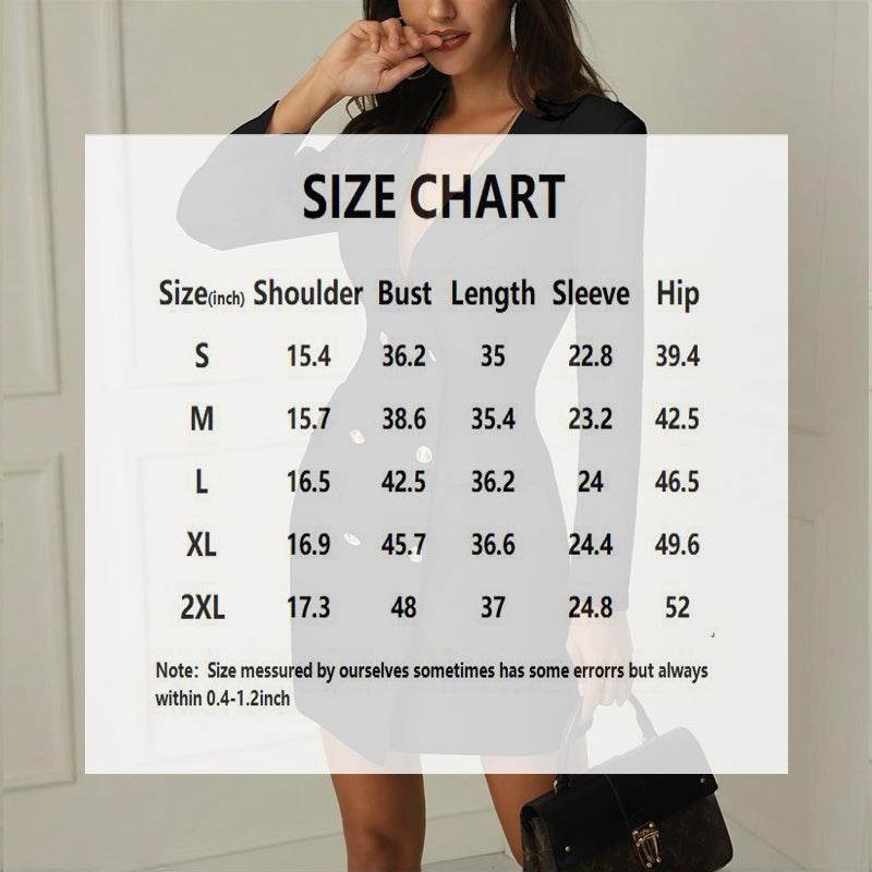 Elegant Women Long Sleeve Deep V-neck Corporate Office Blazer Dress - Velora