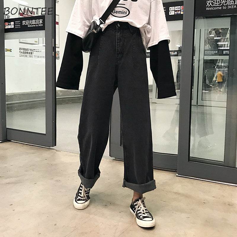 Harajuku black daddy jeans - Velora