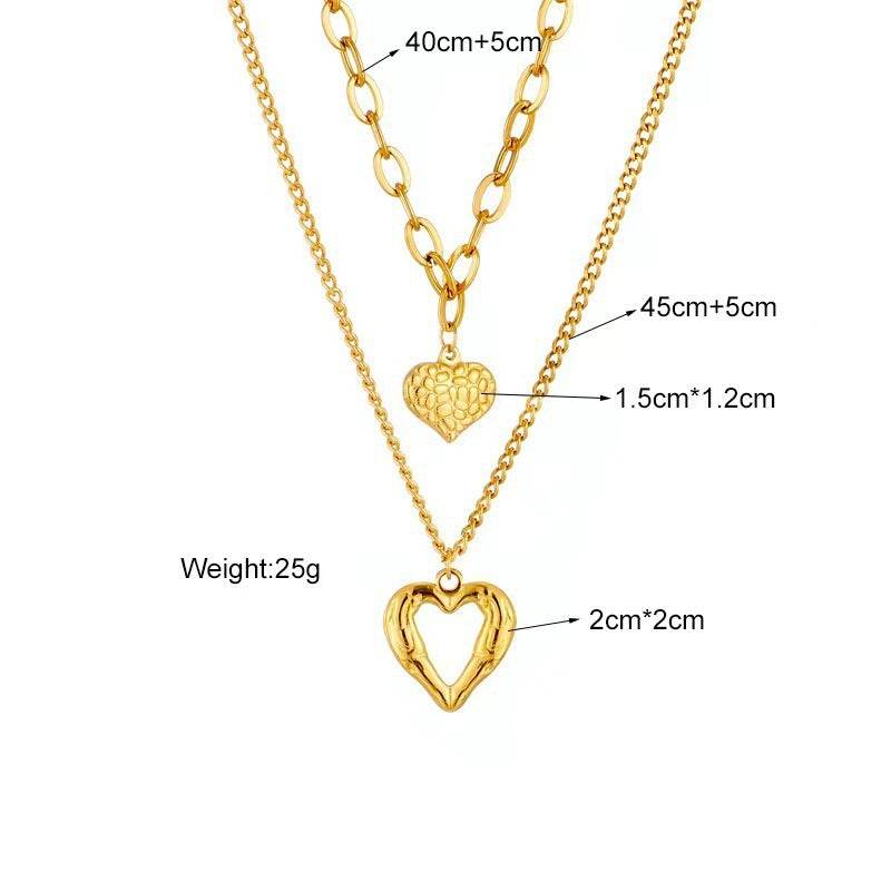 Titanium Steel Angel Wings Love Necklace Irregular Folds 2 Heart Love Necklace For Women Charm Party Accessories High-quality Fashion Jewelry Pendant Gifts - Velora