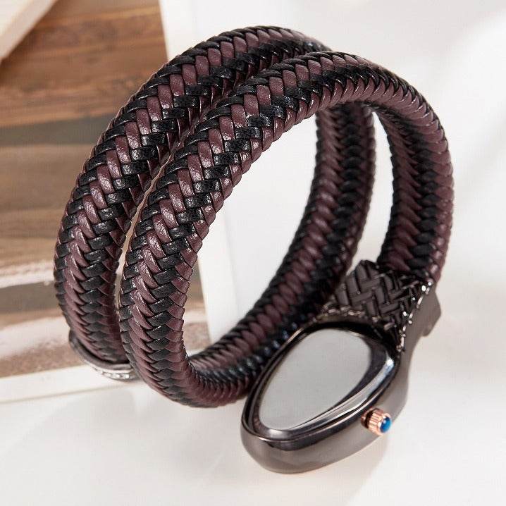 Snake Watch Fashion Quartz Watch Diamond Leather Strap - Velora