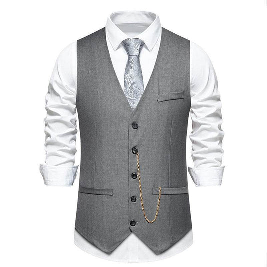 Solid Color Wedding Banquet V-neck Men's Suit Vest - Velora