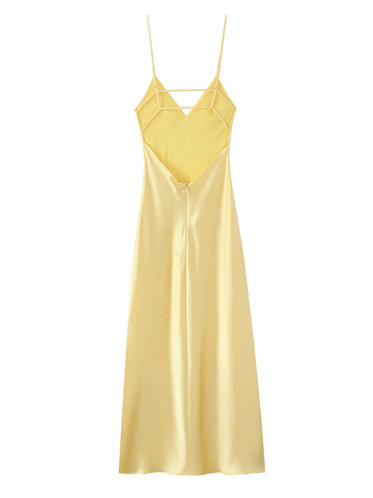 Satin V-Neck Cami Dress - Velora