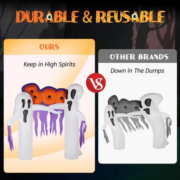 9.8ft White Ghost Arch 3 LED Lights And 2 Colorful Light Plates Halloween Inflatable Decoration - Velora