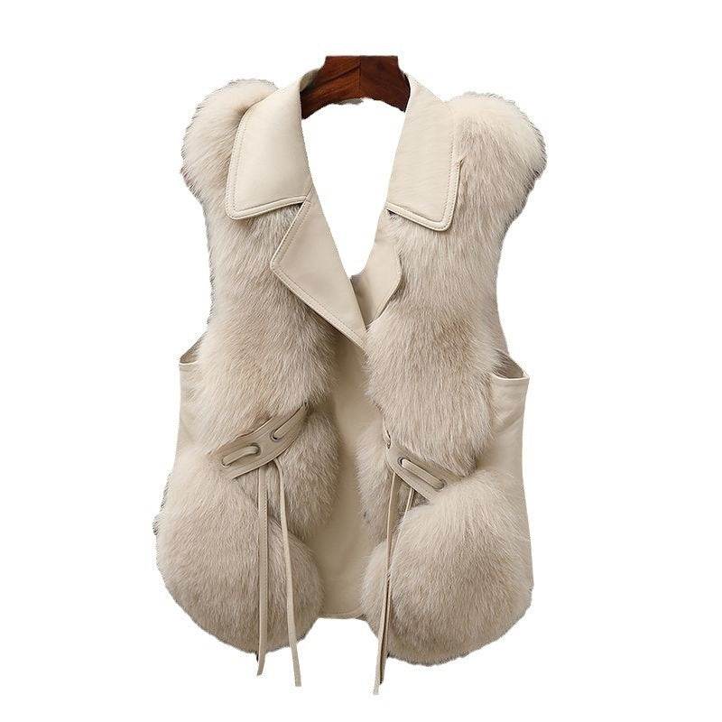 Fur Vest Short Coat Autumn And Winter New Patchwork Winter Fox Fur Jacket Women Short Artificial Fur Coat Elegant Female Warm Vest - Velora