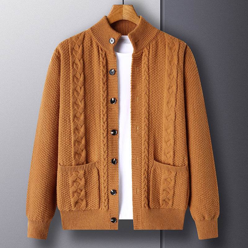 New Single-breasted Sweater With Pockets Fashion Jacquard Loose-fitting Cardigan Men Clothing - Velora