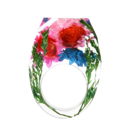 Dried Flower Resin Forest Handmade Dried Flower Epoxy Ring - Velora