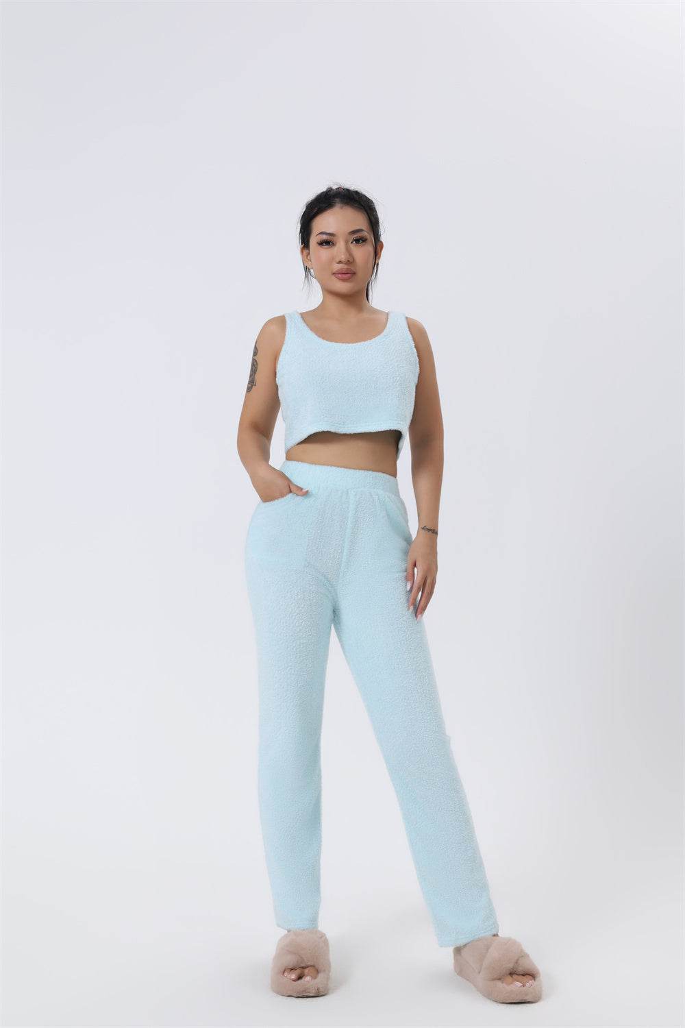 Cozy Pajama Set, 3 Piece Lounge Set, Cute Loungewear, Warm Suit Sets, Matching Set, Lounge Set, 3 Piece Pant Sets, Women Winter Dress - Velora
