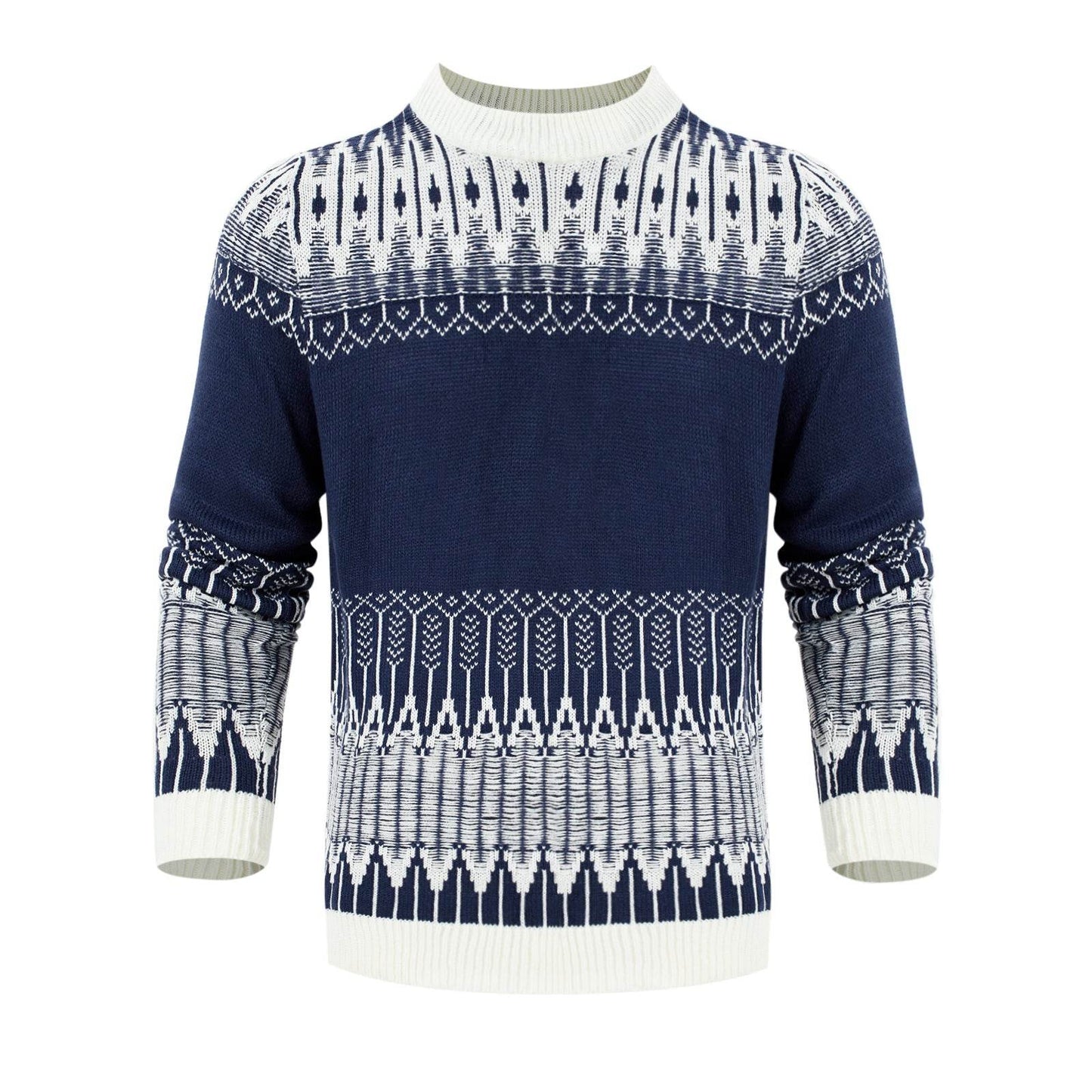 Men's Crewneck Pullover Sweater Unisex Fair Isle Long Sleeve Knitted Sweater - Velora
