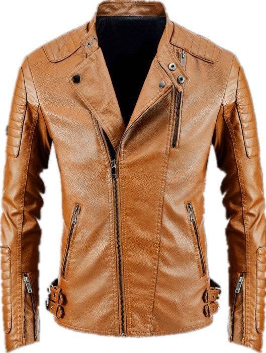 Trendy Leather Jacket Men's Fleece-lined PU Jacket - Velora