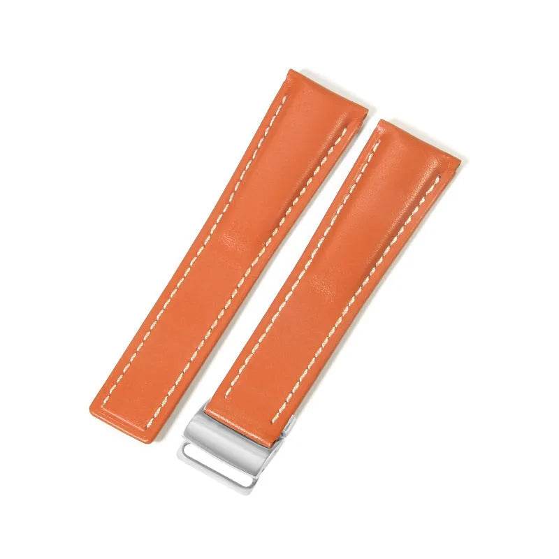 22mm 24mm Black Brown Blue Bamboo Grain Cowhide Watch Strap - Velora