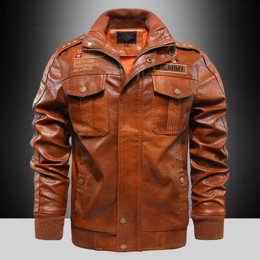 Leather Jacket Men's Stand-up Collar Slim Fit Short - Velora