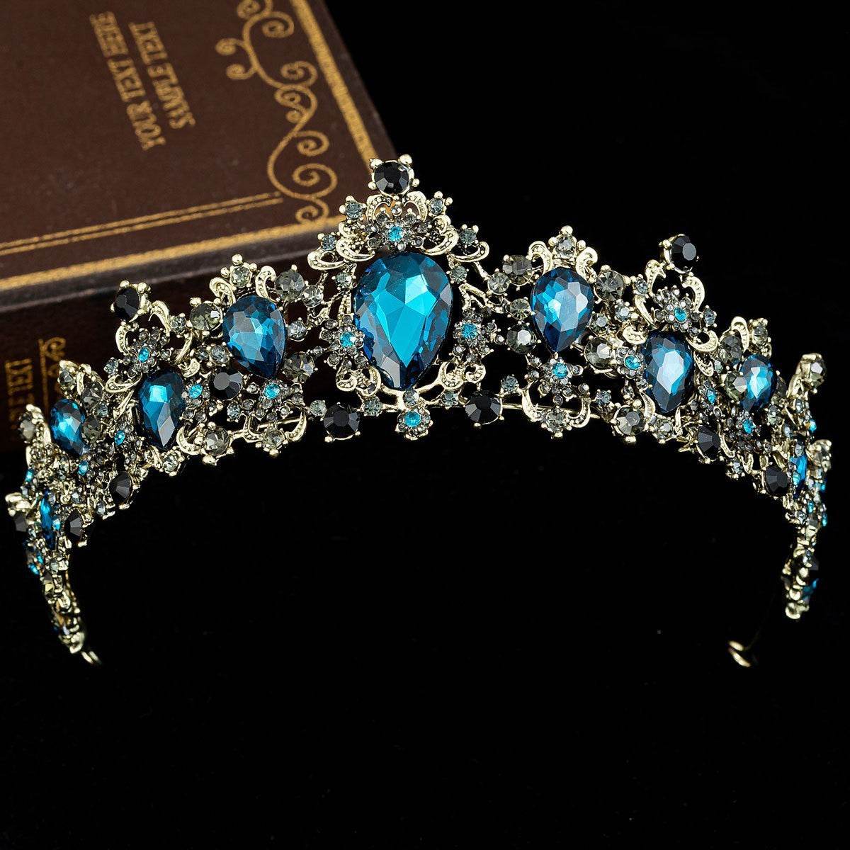 Baroque Rhinestone Crystal Bridal Crown - Velora