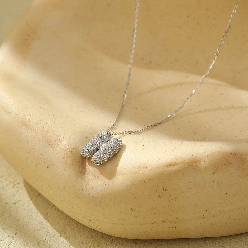 Silver 26 Letter Bubble Necklace For Women Full Diamond - Velora
