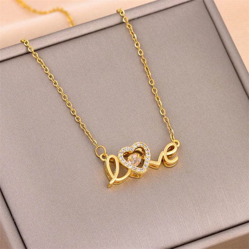 Valentines Day Gift New Titanium Steel Necklace Fashion New Love Smart Necklace Female Clavicle Chain Fashion Jewelry Woman - Velora