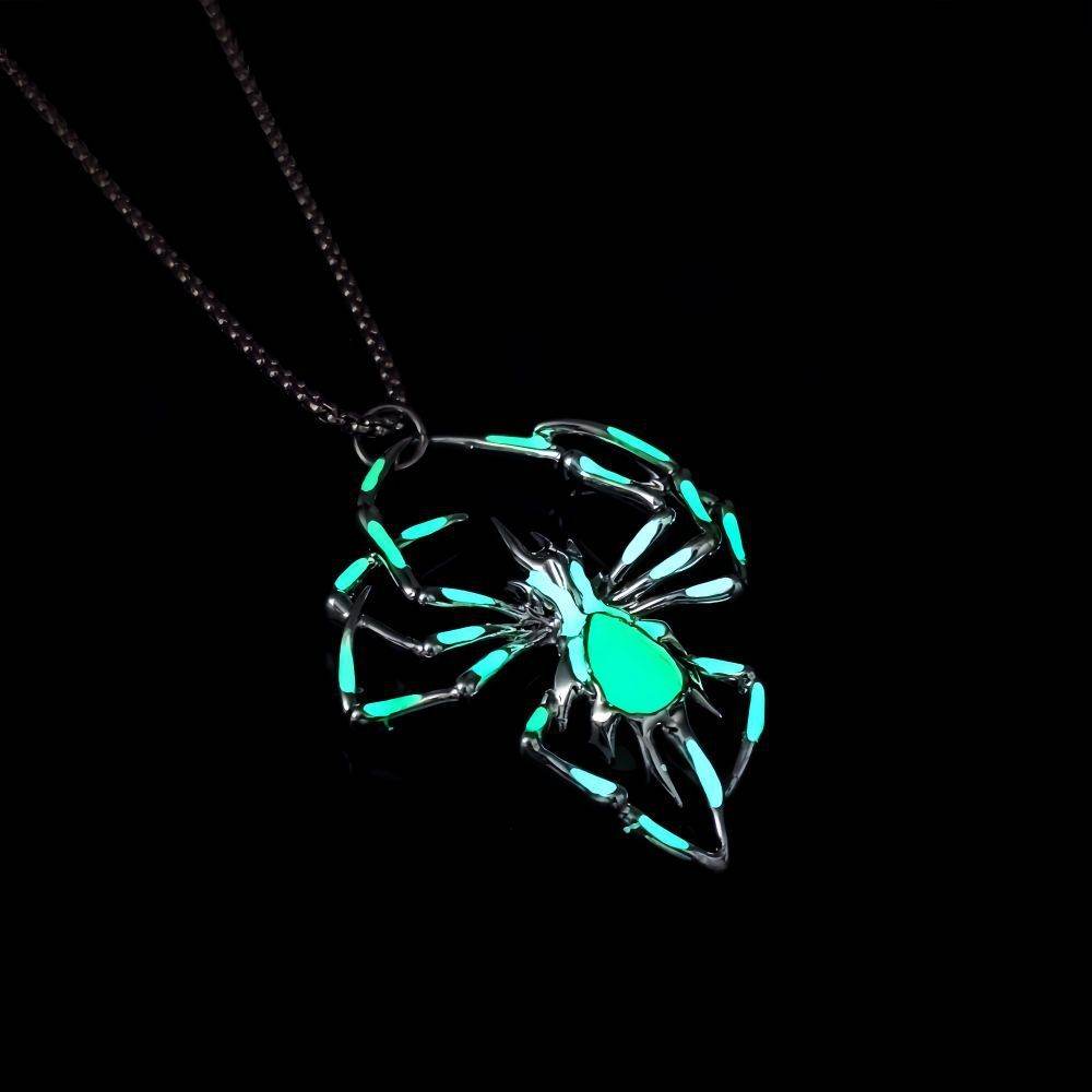 Halloween Creative Stereo Luminous Spider Necklace Jewerly Glowing Night Fluorescence Antique Vintage Glow In The Dark For Men Women Gift Party Halloween Day Club - Velora